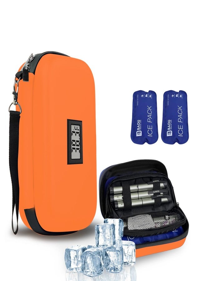 Verifine Insulin Cooler Travel Case, 2 × 180g TSA Approved Ice Packs, Refrigerated Medicine Case with Temperature Display (Orange) - Image 2